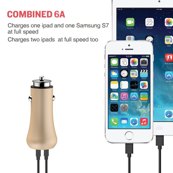 6A Dual USB CAR CHARGER QC3.0 Universal Compatible HOCO 36W Dual USB Car Fast Charger QC3.0 Quick Charge 3.0 USB