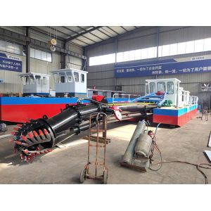 Quality River Dredging 100cbm/H Sand Dredger Red Color 16kw mud dredging boat for sale