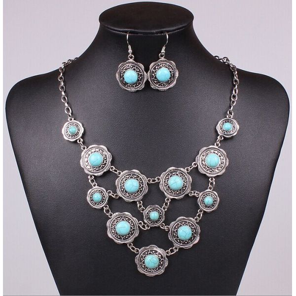 Tibetan silver turquoise retro series, jewelry suit