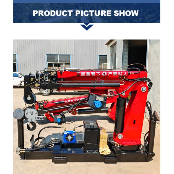 Small 1ton Remote Control Truck Crane Folding Boom Lift Machine with High Visibility Crane Pickup