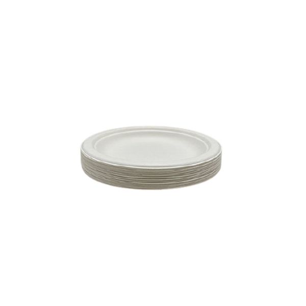 Buy Oilproof Natural White Biodegradable Sugarcane Bagasse Plates 9" at wholesale prices