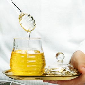 Borosilicate Glass Honey Jar With Dripper Heat Resistant Eco Friendly