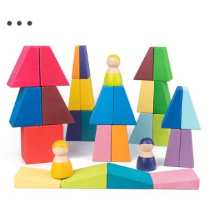 ISO9001 1001 Night Wooden Rainbow Stacker Toy Beech Rome Grimms