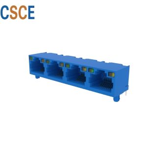 Multi Port 1*4 RJ45 Modular Connector , 100 Base - T Low Profile RJ45 Jack