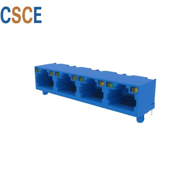 Buy Multi Port 1*4  RJ45 Modular Connector , 100 Base - T Low Profile RJ45 Jack at wholesale prices