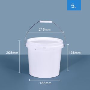 PP Plastic Bucket Iron Handle Lid for Home Food Grade Transparent White