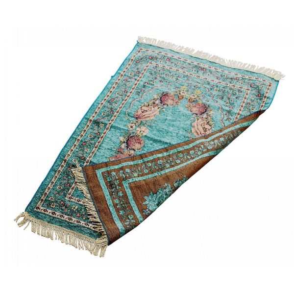 Plush Pile Height Abstract Pattern Cotton Yarn Embroidery Muslim Islam Prayer Mat