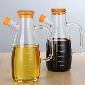 Clear 650ml Glass Olive Oil Bottle With Bamboo Lid