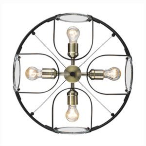 E27 annular painting matte black industry Crystal pendant light