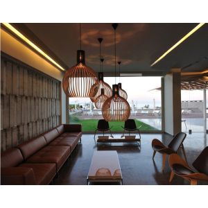 Black White Wood Birdcage Chandelier Octo 4240 Pendant Lamp(WH-WP-40)