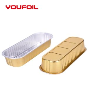 OEM Recycled Aluminium Foil Food Container Gold Strip Aluminum Tray