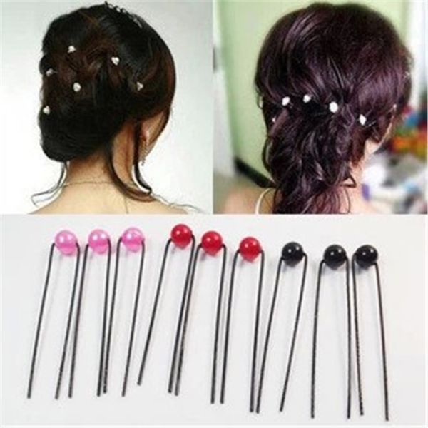 Buy Bridal pearl tiara dish made hairpin U-clip pearl hair accessories fork at wholesale prices