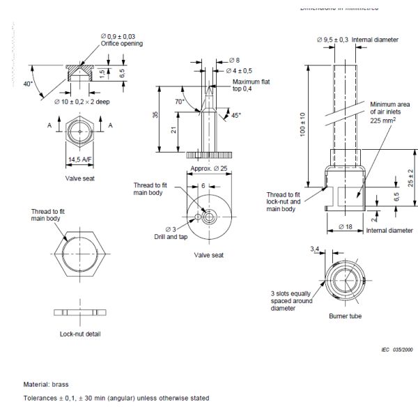 Burner Flame Test Equipment IEC 60695-11-4 Figure A.1 Calibration Certificate | Burner IEC 60695