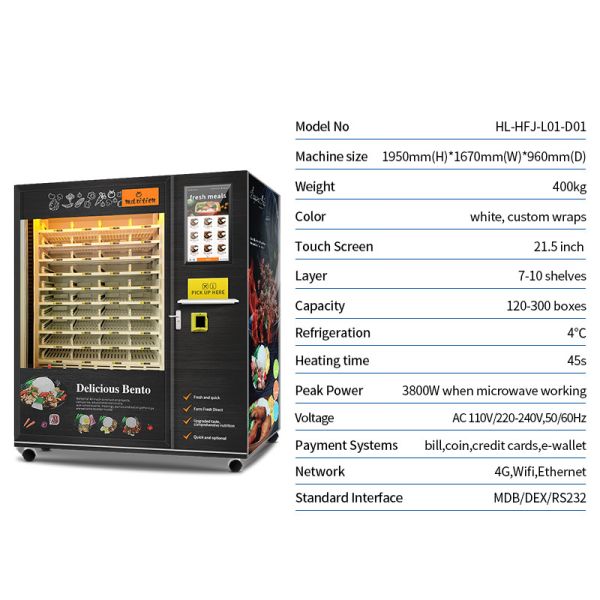 120 Boxes big Capacity Automatic food vending machine with Cooling and Heating