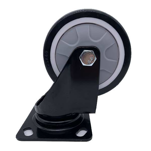 Buy Swivel 5 Inch Plate Caster Wheels  On Black Polyurethane Wheels at wholesale prices