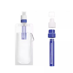 Outdoor Survival Portable Foldable Water Purifier Bottle Water Filter Bottle For
