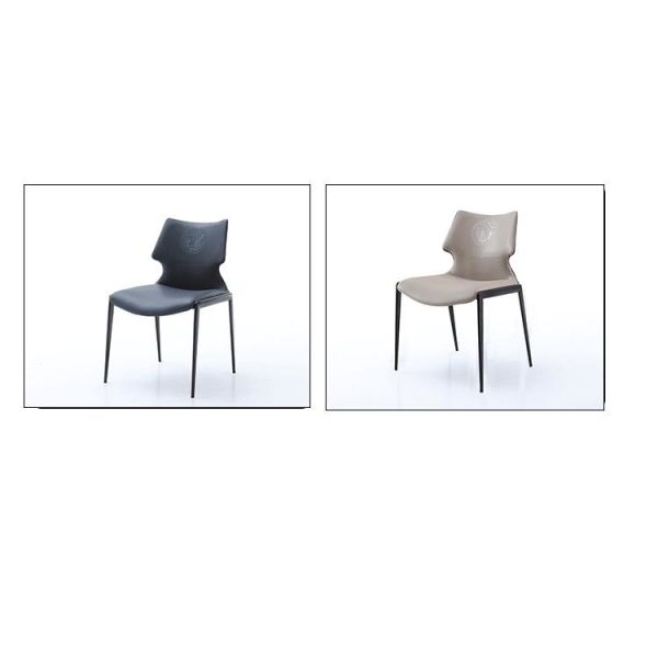 Italian Minimalist Hotel Restaurant Furniture Comfortable Backrest Metal Leather Dining Chair