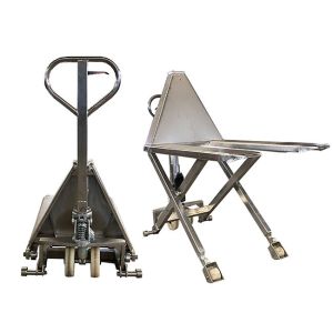 Single 45.28in Lifting Height 31.50in Scissor Lift Pallet Jack Steel Fork