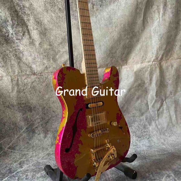 Custom Flamed Maple neck alder body HSH pickup locking tuner stainless steel fret reverse headstock aged relic Electric