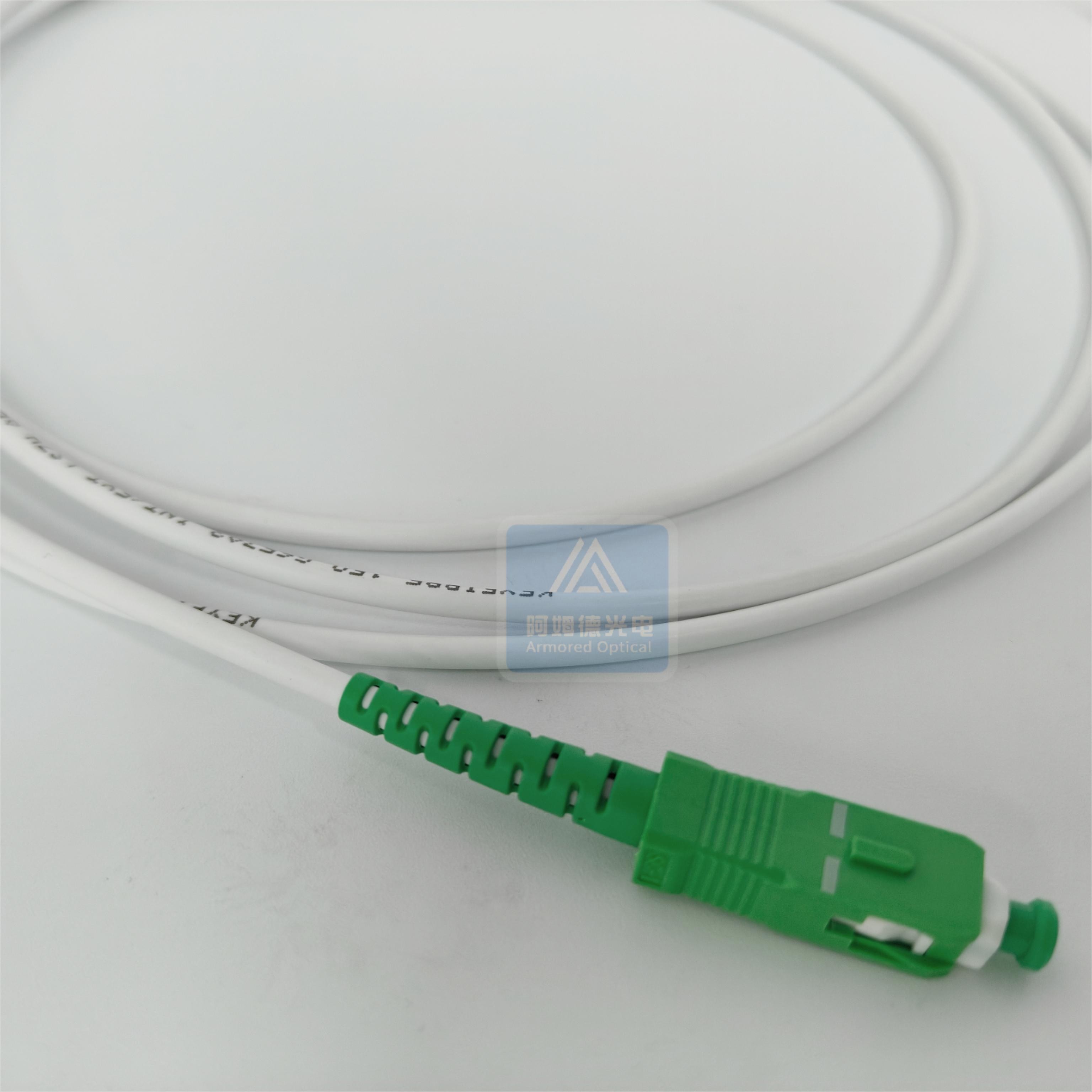 Quality 1 Core Armored Pigtail 2m SC APC 3.0mm White LSZH Jacket Dca Patch Jumper for sale