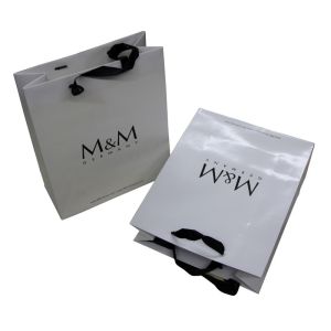 Small Paper Carrier Bag With Foil Hot Stamp Logo for Advertising