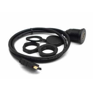 2 Meter 6 Ft HDMI Extension Cable , Dash Flush Panel Mount Cables For Motorcycle