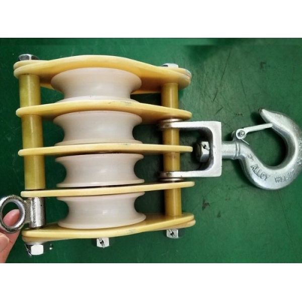 Buy 30KN Transmission Line Stringing Tools Insulated Nylon Sheave Hoisting Tackle at wholesale prices