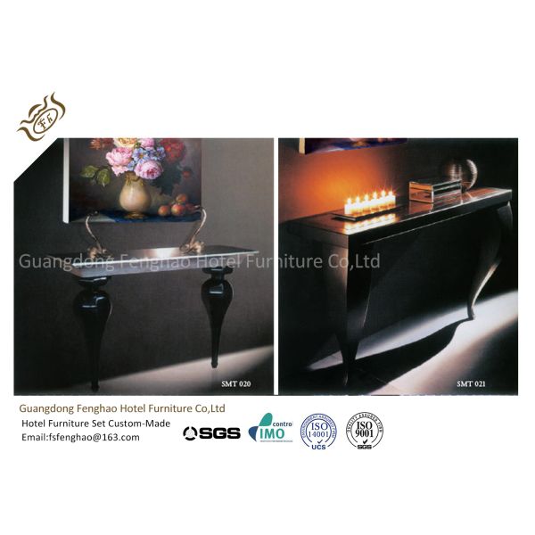 Modern Hotel Washroom / Lobby Decor Luxury Console Table Mirror Stainless Steel Leg