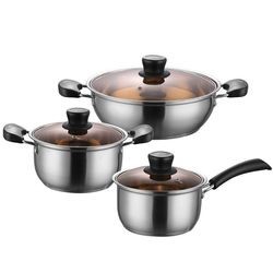 Amazon TOP Seller 6 PCS Flat Bottom Cooking Pot Sets Sauce Pan Soup Pot Frying