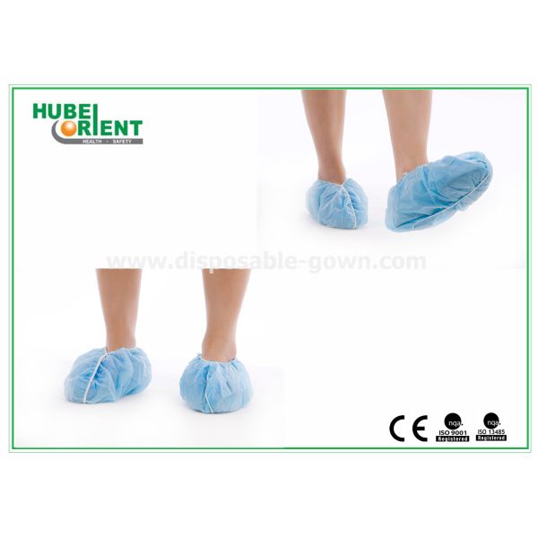 Single Use Nonwoven Disposable Waterproof Shoe Covers With Elastic Rubber Around All Parts