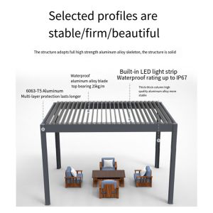 Patio Flipping Louver Pavilion Garden Villa Upscale Awning Aluminum Alloy