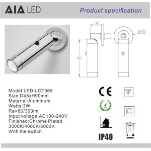 Surface mounted wall reading light flexible LED bed wall light/led bedside wall