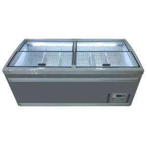 White / Grey Supermarket Island Freezer With Automatic Defrost For Grocery Store