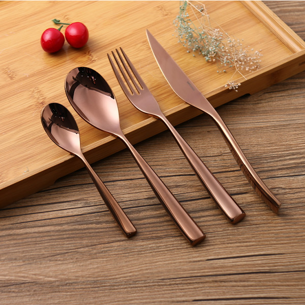 Buy Solid Handle Rose Gold 234mm Stainless Steel Flatware Set at wholesale prices