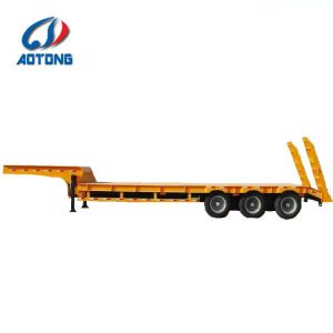 China 60 ton Gooseneck 80t Lowboy Trailer with 3 Axles Fuwa Axle and Leaf Spring Suspension on sale
