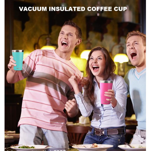 16 oz Tumbler Cup Stainless Steel Vacuum Insulated Coffee Beer Pint Cup With Lid