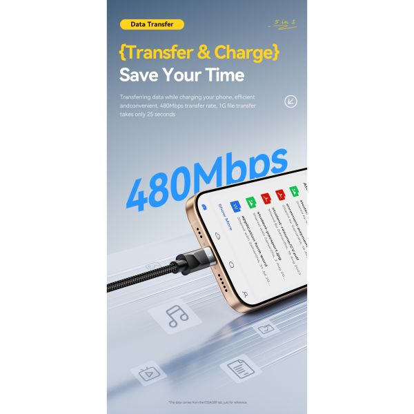 ESSAGER ES-X71 5 in 1 QC PD USB A/C to USB C/L Smart Watch Charging Data Cable