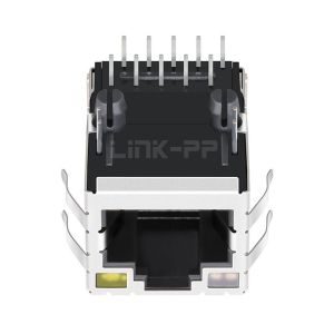 Quality LPJK7036-1A98NL 1000 Base-T Tab Up Orange&amp;Green/Yellow Led Single Port Industrial RJ45 Connector for sale