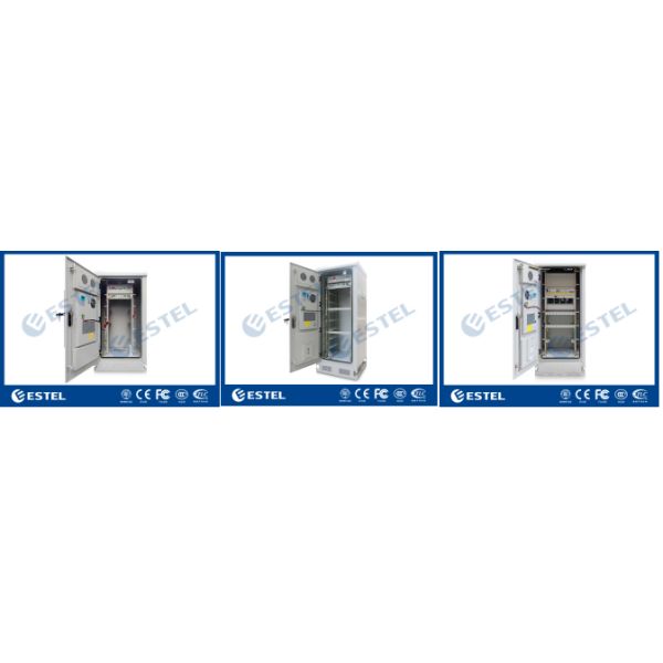 Galvanized Steel Material Outdoor Telecom Cabinet 24U Single Wall With Fan Cooling