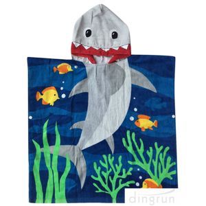 Quality 60 X 120cm Children ’ S Poncho Beach Towels Soft Feeling With Cotton Material for sale
