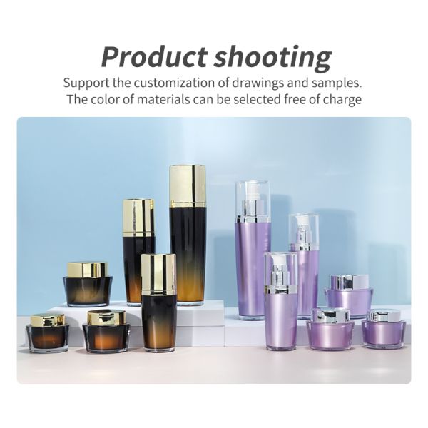 Spray Pump Cap Customized Luxury Acrylic Lotion Bottle Set for Cosmetic Packaging and MS Body Material