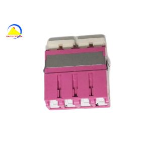 LC UPC MM OM4 Quad Fiber Optic Adapter Zirconia Sleeve With Internal Shutter