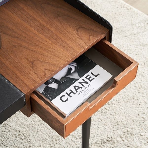 Saddle Leather Minimalist Design Modern Writing Desk Hotel Bedroom Study Table