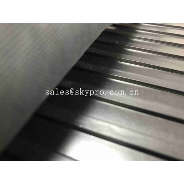 Black 5mm Thick Wide Ribbed Rubber Mats , Great Wall Broad Corrugated Rubber Sheets