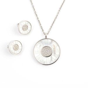 Quality South American Fashion Stainless Steel Earrings With Matched Pendant Necklace Set CQT43 for sale