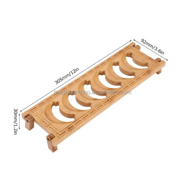 CE / EU Certified Rectangle Bamboo 6 Grid Teacup Holder for Kung Fu Tea Set Accessories