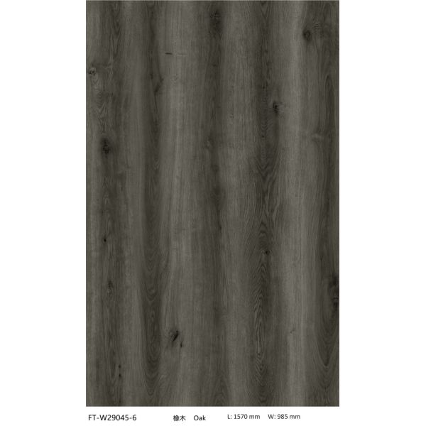 GKBM FT-W29045-6 Eco-friendly Click Waterproof Fire Retardant Thin Black Gray Oak Stone Polyvinyl Composite SPC Flooring