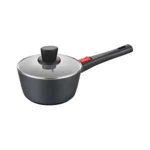 Large Deep Dish Aluminumpot 28cm With Glass Lid Black