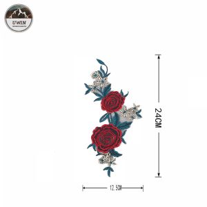 Customized Logo Embroidery Designs Patches / Iron On Flower Appliques Beautiful