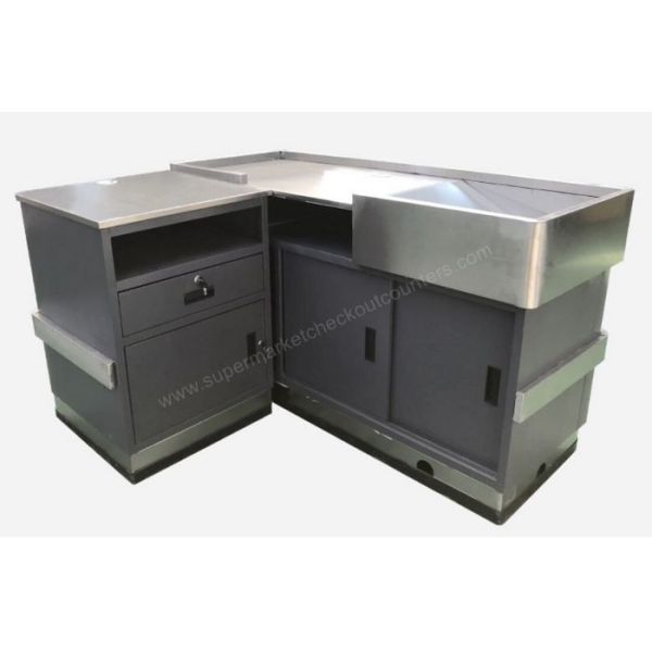 Buy Supermarket Cashier Table / POS Stainless Steel Retail Cashier Desk at wholesale prices